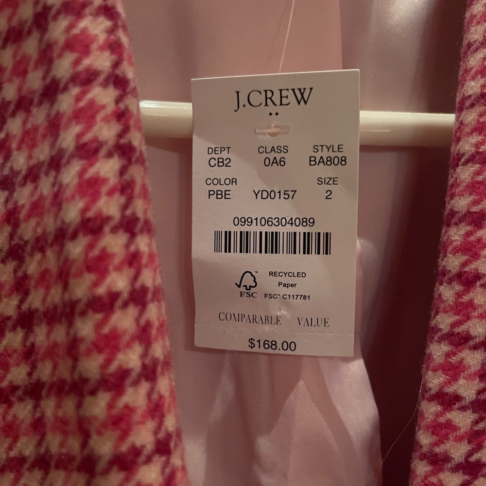 J.Crew pink checked wool blazer NWT - Picture 4 of 6
